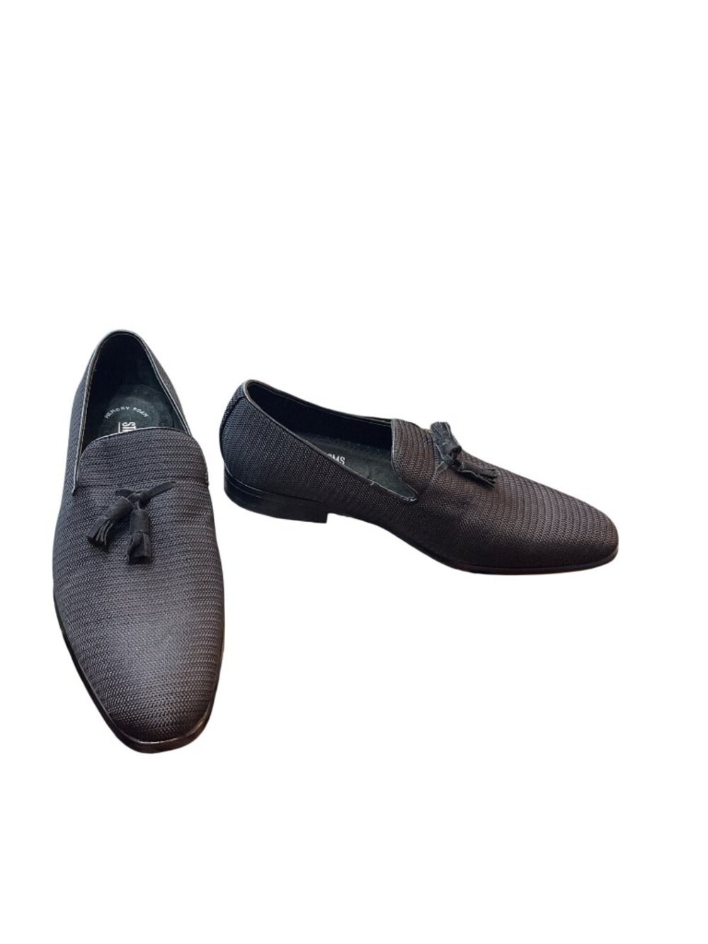 Stacy Adams mens black leather textile tassled oxford shoes sz 8.5M SKU 10-491